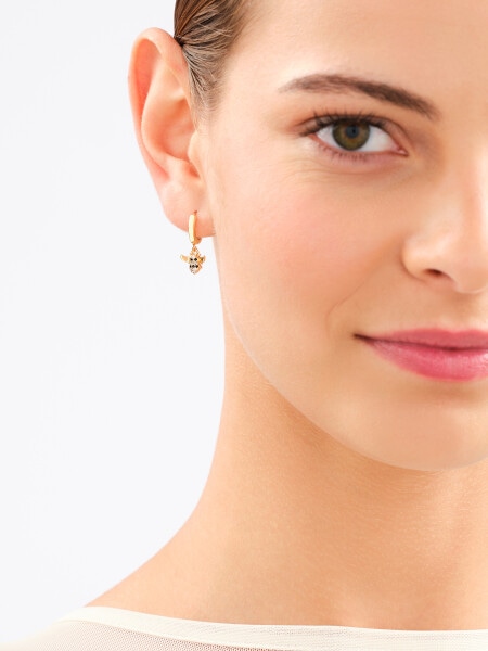 Gold-Plated Brass Earrings with Cubic Zirconia