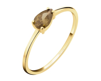 Złoty pierścionek z oliwinem syntetycznym