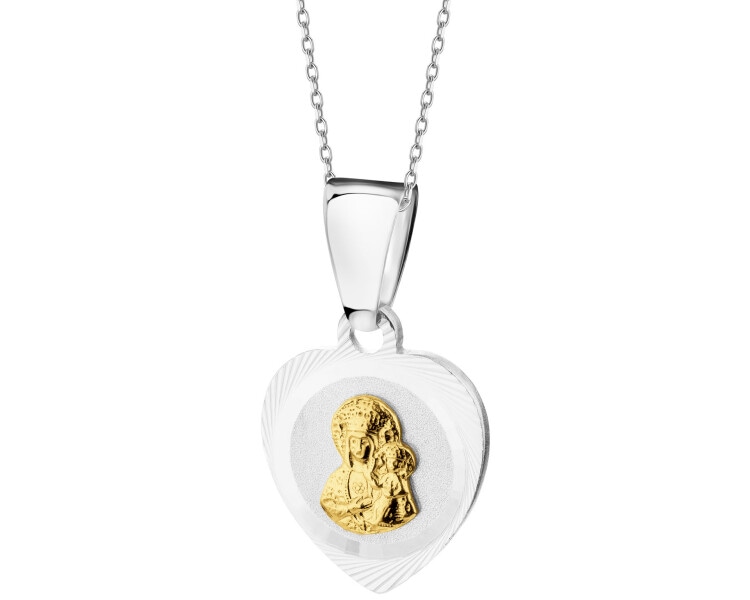 Rhodium-Plated Silver, Gold-Plated Silver Pendant