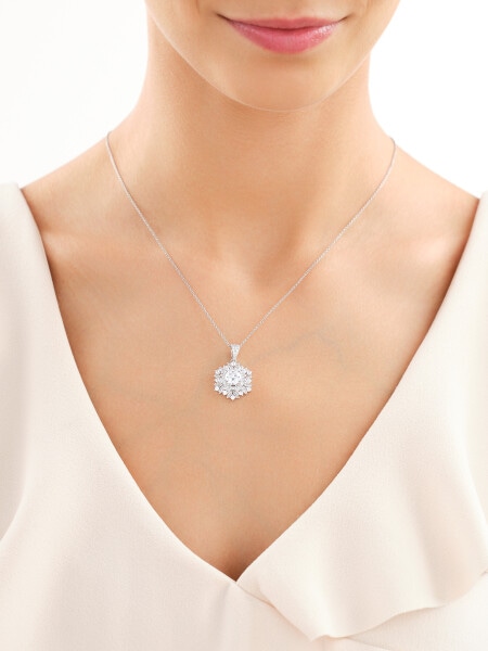 Rhodium Plated Silver Pendant with Cubic Zirconia