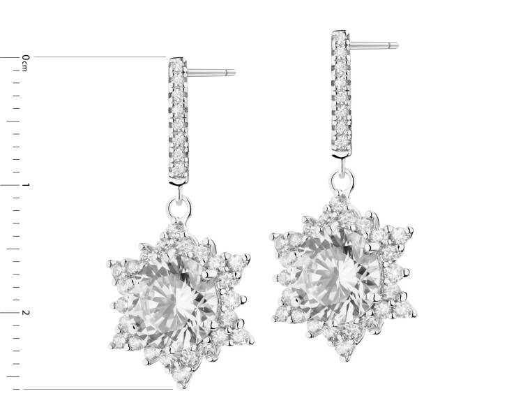 Rhodium Plated Silver Dangling Earring with Cubic Zirconia