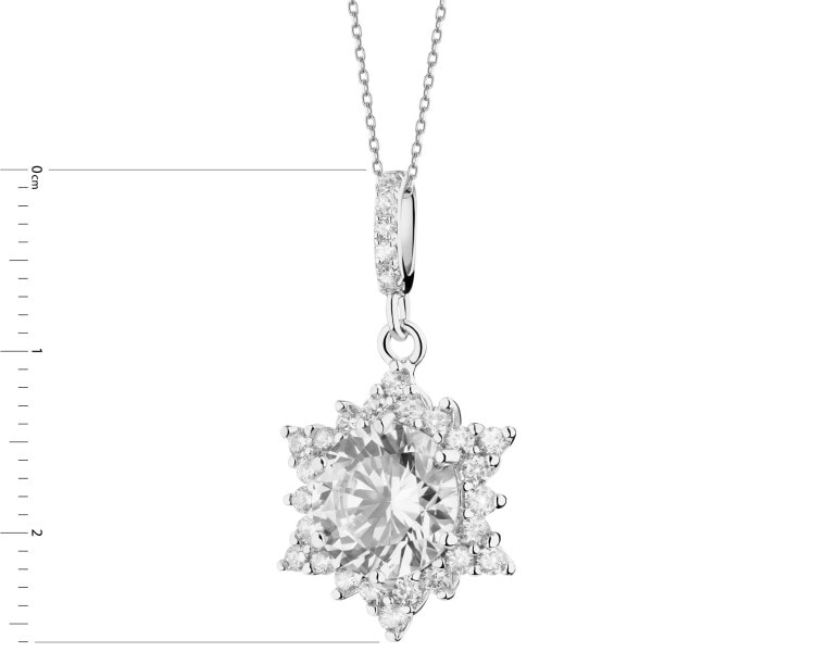 Rhodium Plated Silver Pendant with Cubic Zirconia