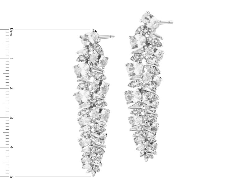 Rhodium Plated Silver Dangling Earring with Cubic Zirconia