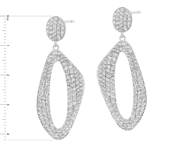 Rhodium Plated Silver Dangling Earring with Cubic Zirconia