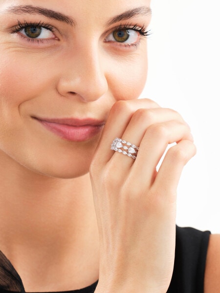 Rhodium Plated Silver Ring with Cubic Zirconia