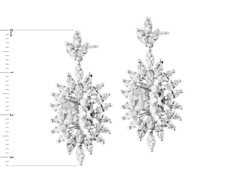 Rhodium Plated Silver Dangling Earring with Cubic Zirconia