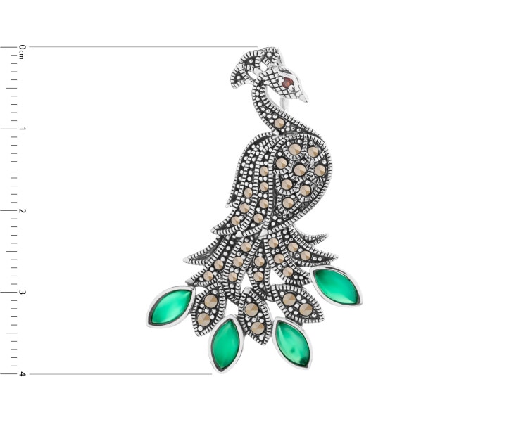 Rhodium Plated Silver Brooch with Marcasite