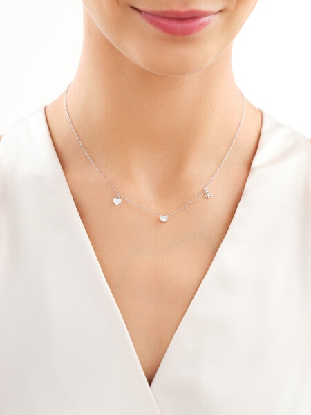 Rhodium Plated Silver Necklace with Cubic Zirconia