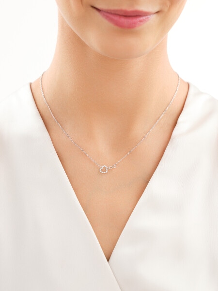 Rhodium Plated Silver Necklace with Cubic Zirconia