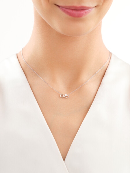 Rhodium Plated Silver Necklace with Cubic Zirconia