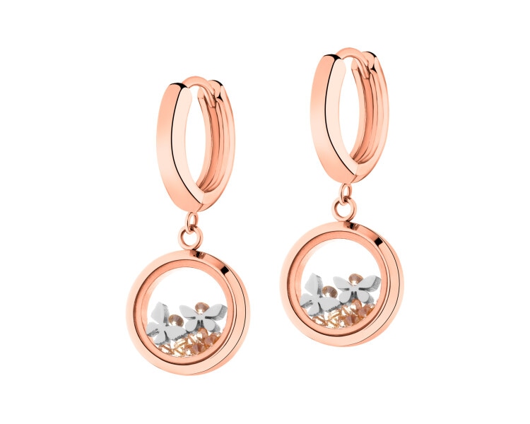 Stainless Steel Dangling Earring with Cubic Zirconia
