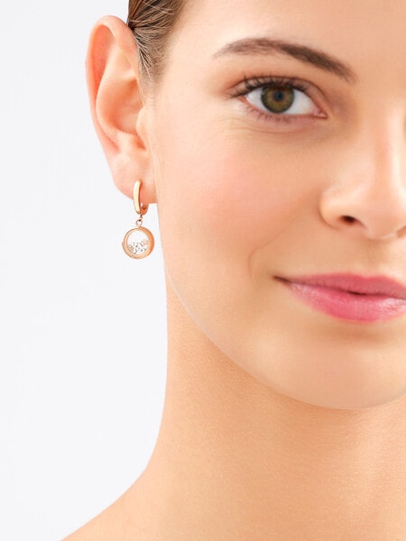 Stainless Steel Dangling Earring with Cubic Zirconia