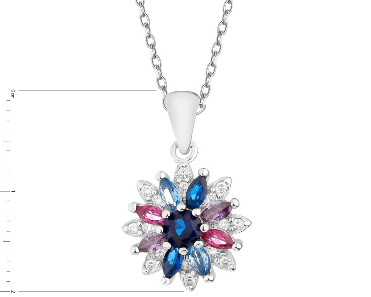 Rhodium Plated Silver Pendant with Cubic Zirconia