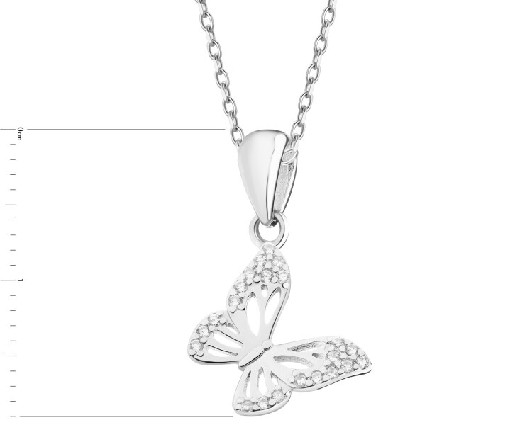 Rhodium Plated Silver Pendant with Cubic Zirconia