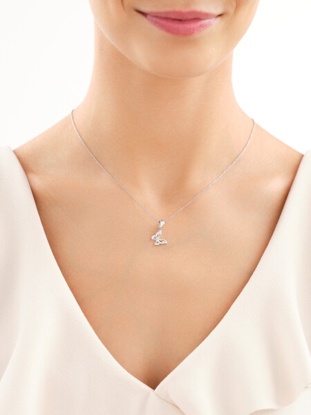 Rhodium Plated Silver Pendant with Cubic Zirconia