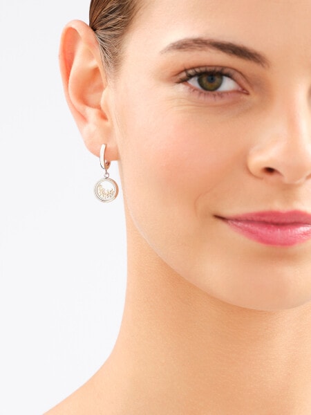 Stainless Steel Dangling Earring with Cubic Zirconia