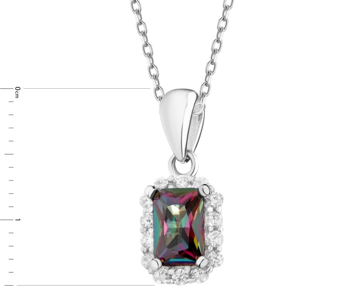Rhodium Plated Silver Pendant with Cubic Zirconia