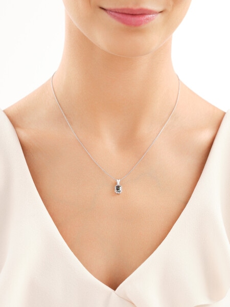 Rhodium Plated Silver Pendant with Cubic Zirconia