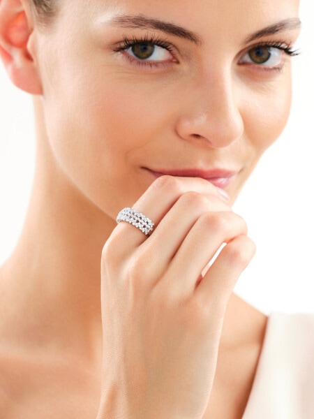 Rhodium Plated Silver Ring with Cubic Zirconia