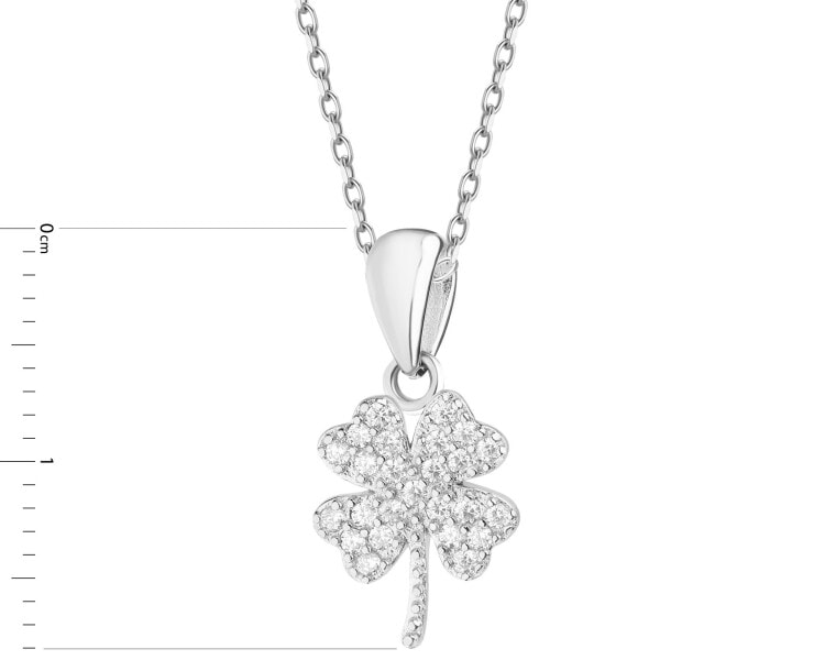 Rhodium Plated Silver Pendant with Cubic Zirconia