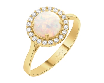 8 K Yellow Gold Ring with Opalite