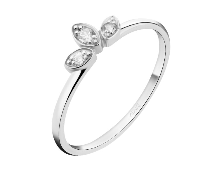 14 K Rhodium-Plated White Gold Ring with Cubic Zirconia