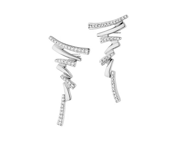 14 K Rhodium-Plated White Gold Dangling Earring with Diamonds 0,16 ct - fineness 14 K