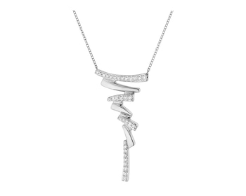 14 K Rhodium-Plated White Gold Necklace with Diamonds 0,09 ct - fineness 14 K