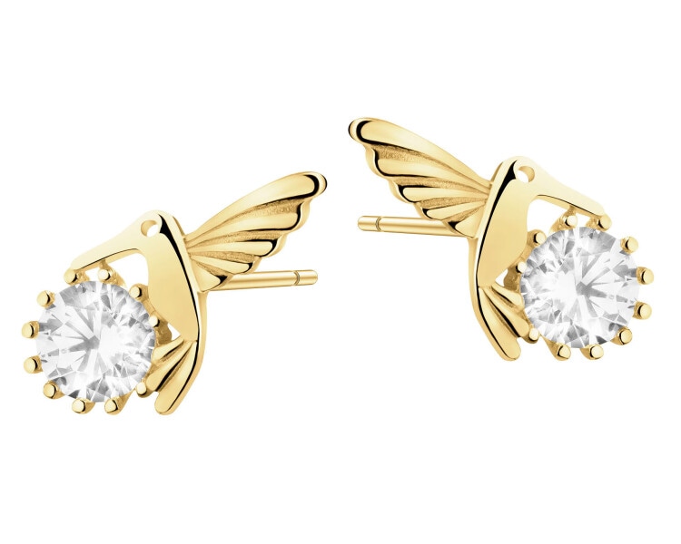 8 K Yellow Gold Earrings with Cubic Zirconia