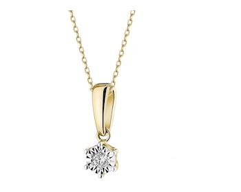 585 Yellow And White Gold Plated Pendant with Diamond 0,05 ct - fineness 585