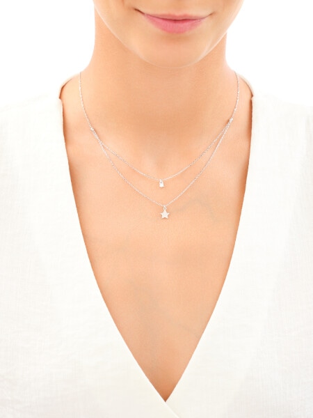 Rhodium Plated Silver Necklace with Cubic Zirconia