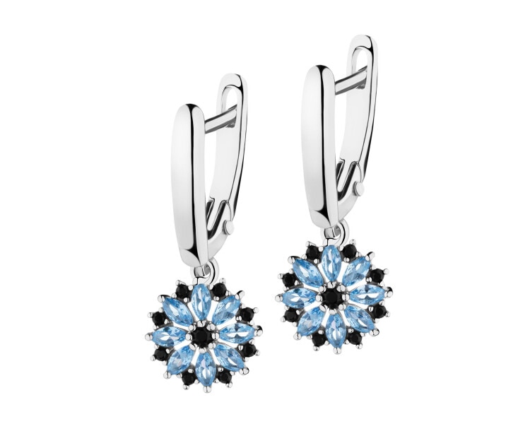 Rhodium Plated Silver Dangling Earring with Cubic Zirconia