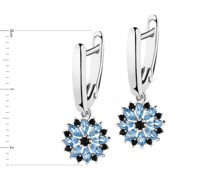 Rhodium Plated Silver Dangling Earring with Cubic Zirconia