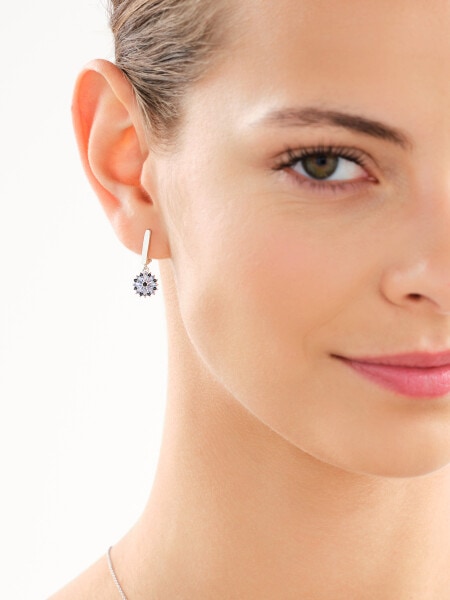 Rhodium Plated Silver Dangling Earring with Cubic Zirconia