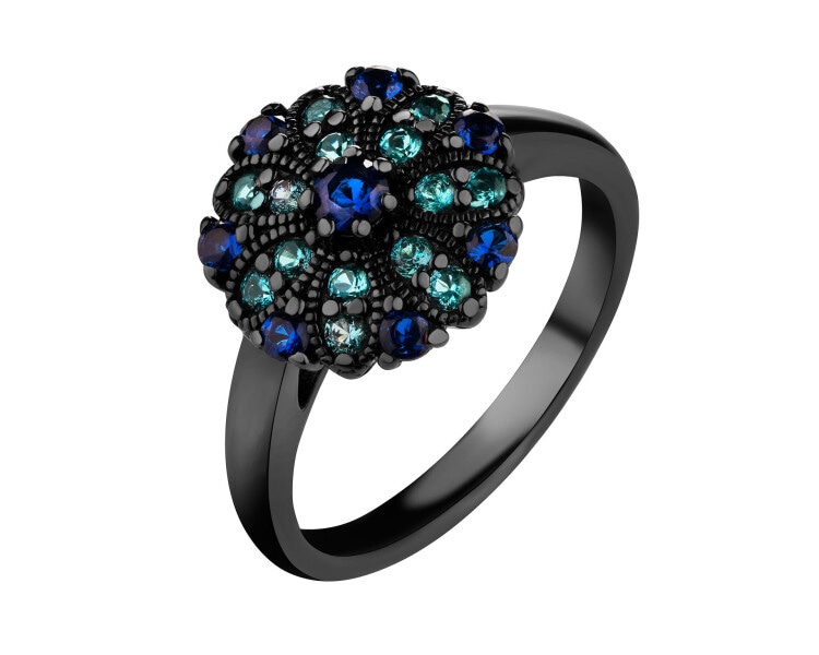 925 Black Rhodium Ring with Cubic Zirconia