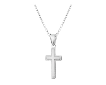 Krzyż - zawieszka srebrna i łańcuszek - komplet