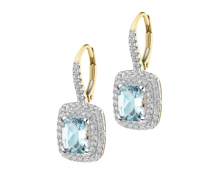 14 K Rhodium-Plated Yellow Gold Earrings - fineness 14 K