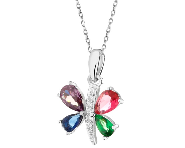 Rhodium Plated Silver Pendant with Cubic Zirconia