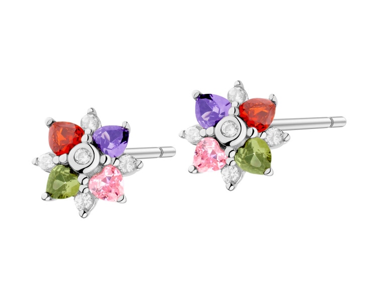 Rhodium Plated Silver Earrings with Cubic Zirconia