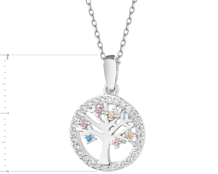 Rhodium Plated Silver Pendant with Cubic Zirconia
