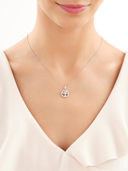 Rhodium Plated Silver Pendant with Cubic Zirconia