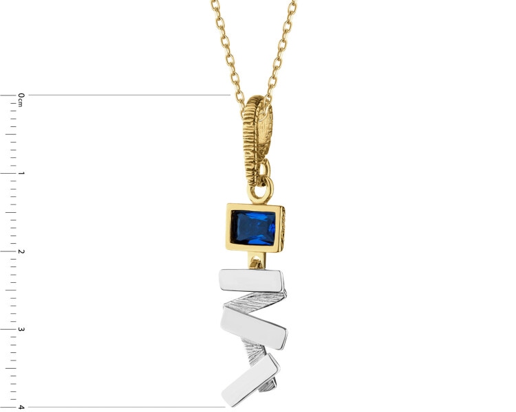 Rhodium-Plated Silver, Gold-Plated Silver Pendant with Glass