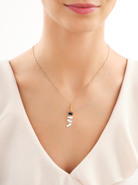 Rhodium-Plated Silver, Gold-Plated Silver Pendant with Glass