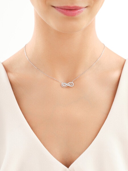 Rhodium Plated Silver Necklace with Cubic Zirconia