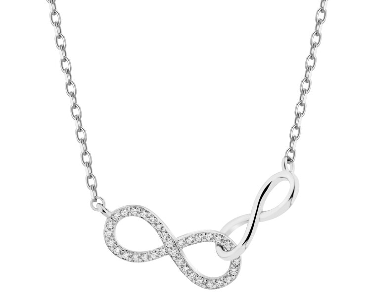 Rhodium Plated Silver Necklace with Cubic Zirconia