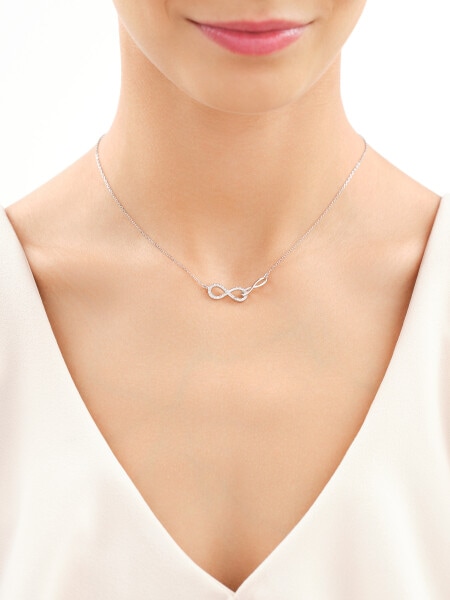 Rhodium Plated Silver Necklace with Cubic Zirconia