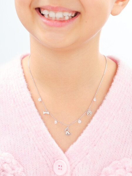 Rhodium Plated Silver Necklace with Cubic Zirconia