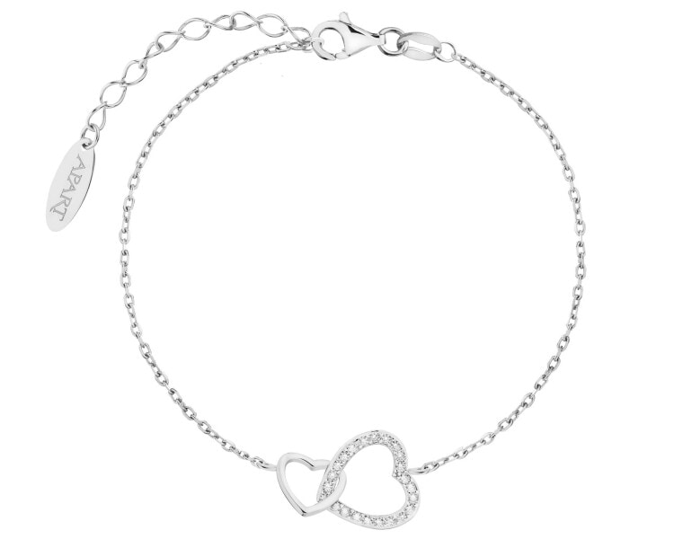 Rhodium Plated Silver Bracelet with Cubic Zirconia