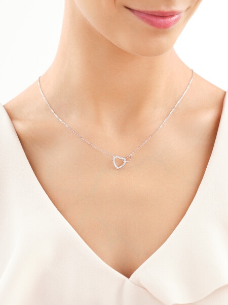 Rhodium Plated Silver Necklace with Cubic Zirconia