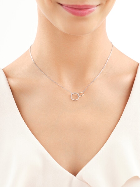 Rhodium Plated Silver Necklace with Cubic Zirconia